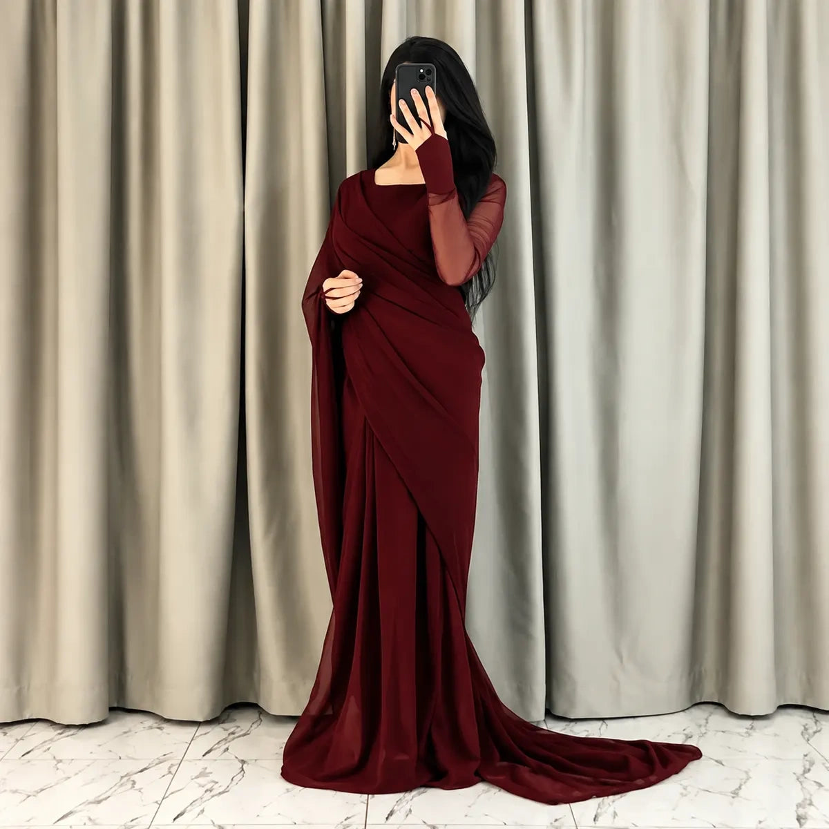 Chiffon_Sare_Maroon