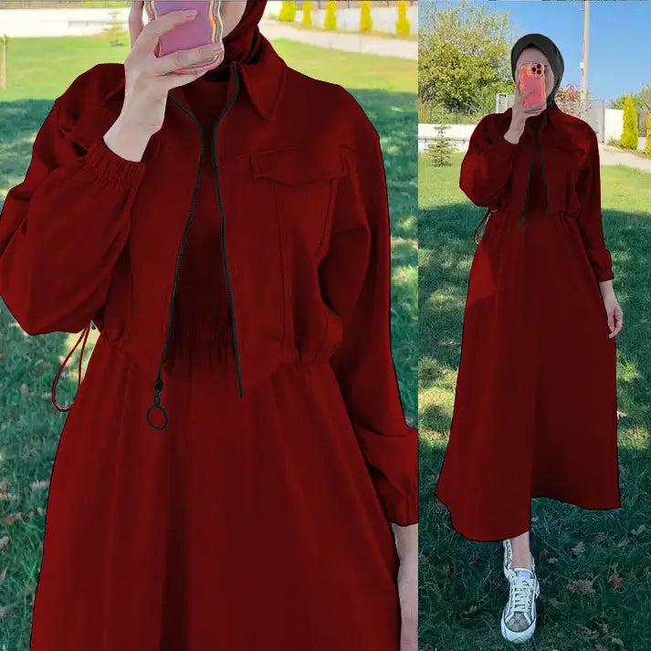 Fleece_Plain_Zipper_Maroon