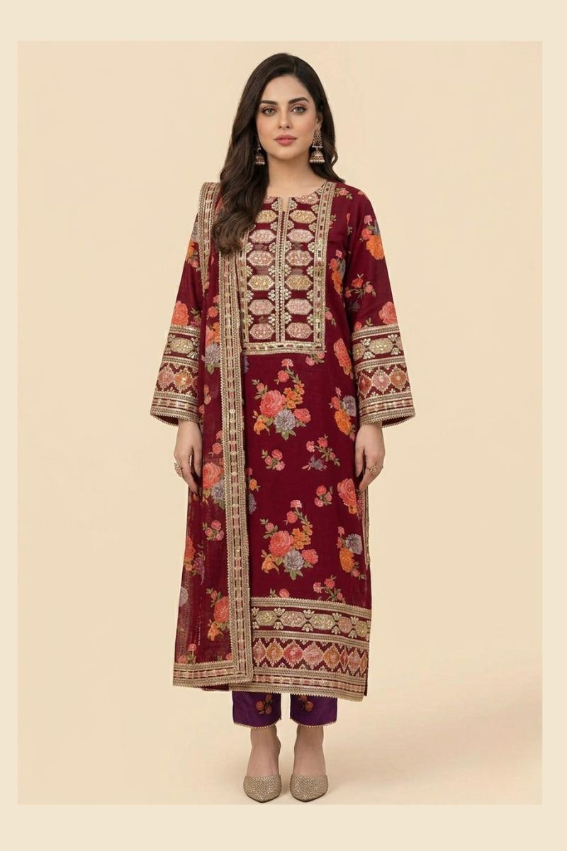 Floral_embroidery_mehroon_suit_set