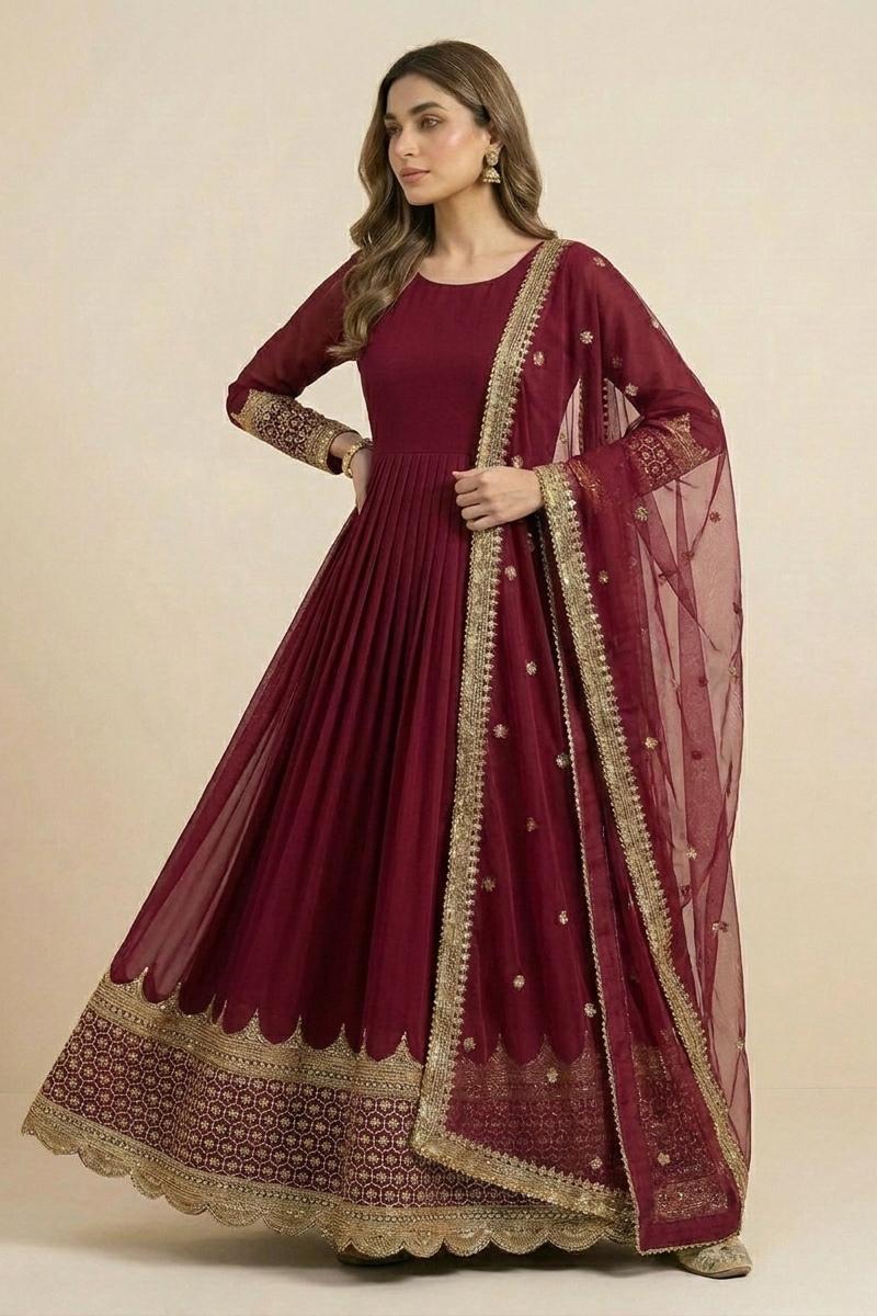 Sequence_Embroidered_Flare_Maxi_Mehroon